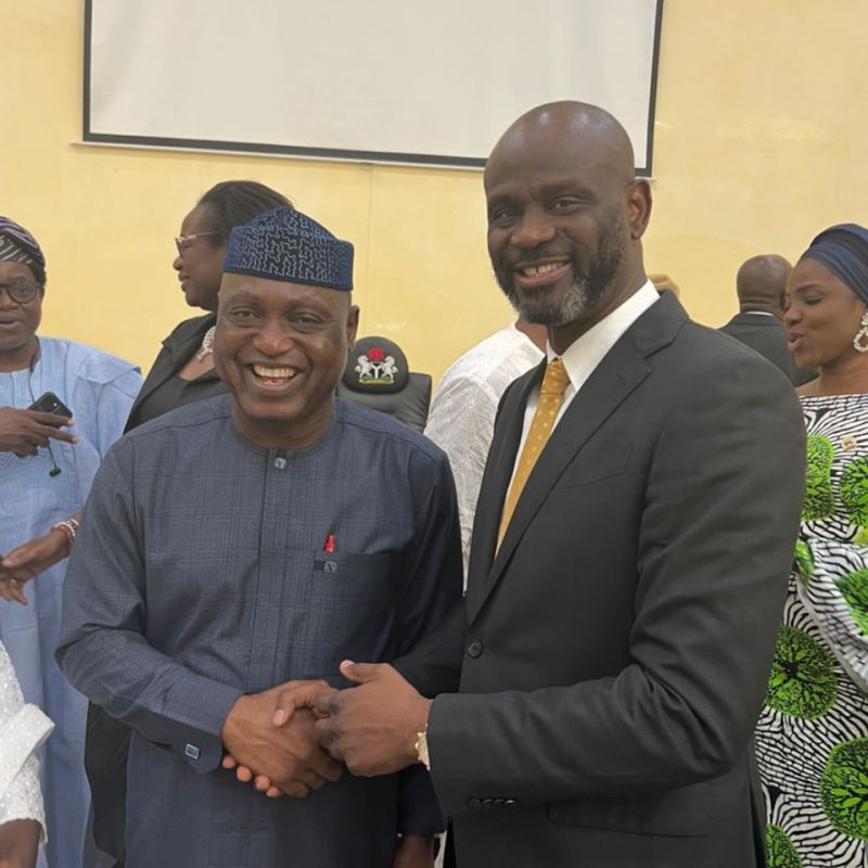 R-L: Dr Ayo Abina and the Governor of Ekiti state , Governor Biodun Oyebanji.